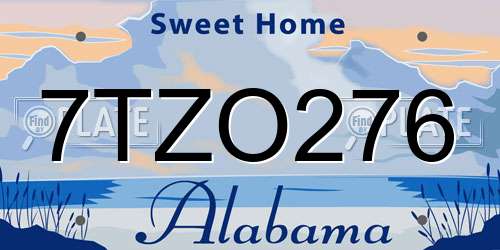 7TZO276 Alabama License Plate