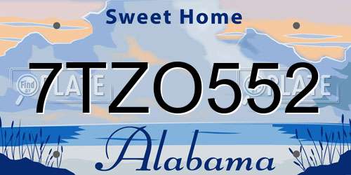 7TZO552 Alabama License Plate