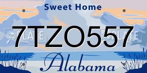 7TZO557 Alabama License Plate