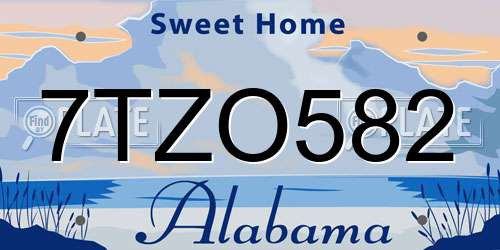 7TZO582 Alabama License Plate