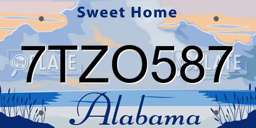 7TZO587 Alabama License Plate