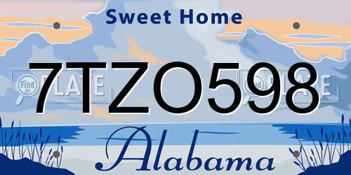 7TZO598 Alabama License Plate