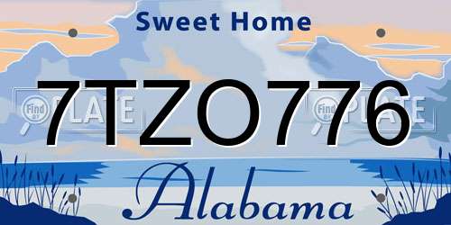7TZO776 Alabama License Plate