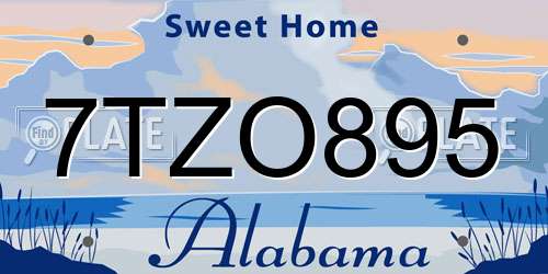 7TZO895 Alabama License Plate