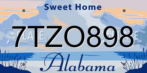 7TZO898 Alabama License Plate