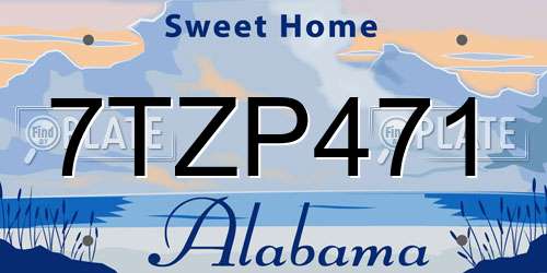 7TZP471 Alabama License Plate