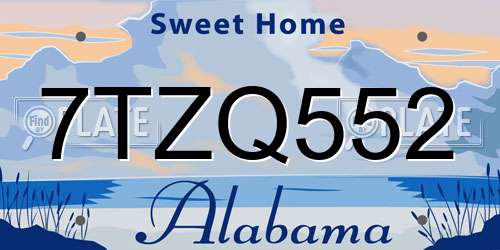 7TZQ552 Alabama License Plate