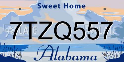 7TZQ557 Alabama License Plate