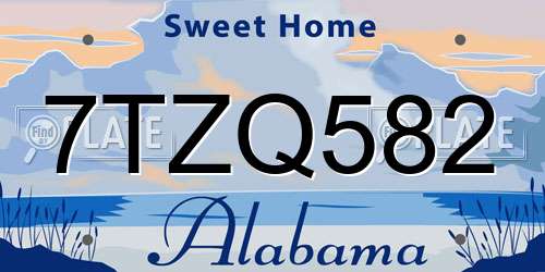 7TZQ582 Alabama License Plate