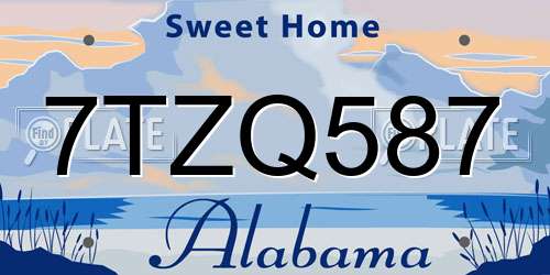 7TZQ587 Alabama License Plate
