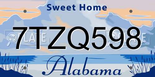 7TZQ598 Alabama License Plate