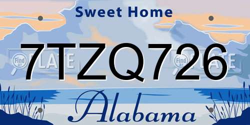 7TZQ726 Alabama License Plate
