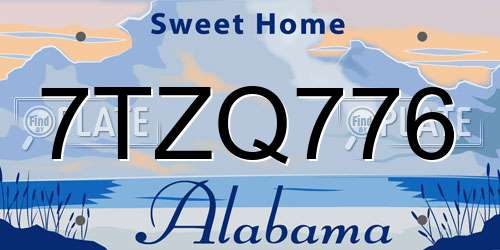 7TZQ776 Alabama License Plate