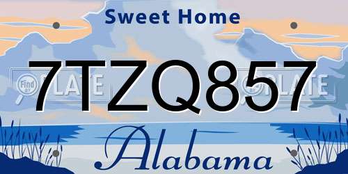 7TZQ857 Alabama License Plate