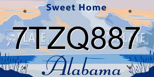 7TZQ887 Alabama License Plate