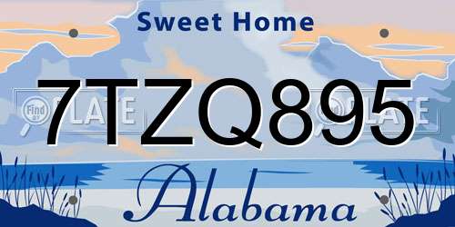 7TZQ895 Alabama License Plate