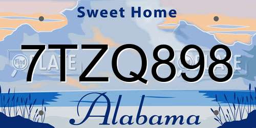 7TZQ898 Alabama License Plate