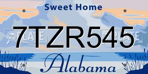 7TZR545 Alabama License Plate
