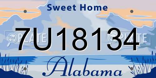 7U18134 Alabama License Plate