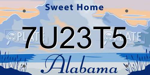 7U23T5 Alabama License Plate