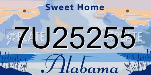 7U25255 Alabama License Plate