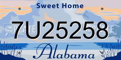 7U25258 Alabama License Plate