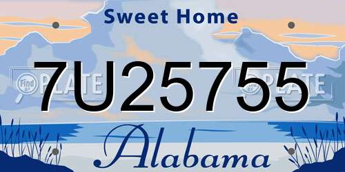 7U25755 Alabama License Plate