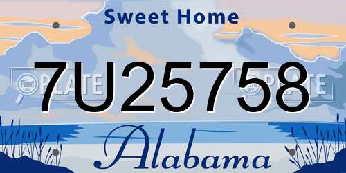 7U25758 Alabama License Plate