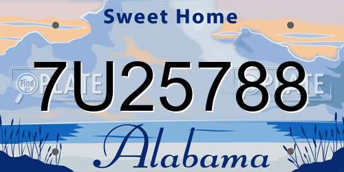 7U25788 Alabama License Plate