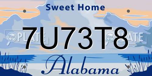 7U73T8 Alabama License Plate