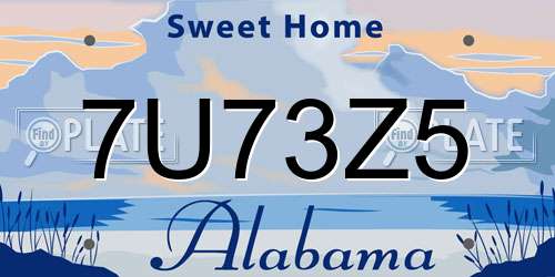 7U73Z5 Alabama License Plate