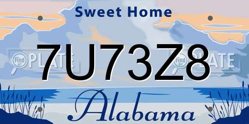 7U73Z8 Alabama License Plate