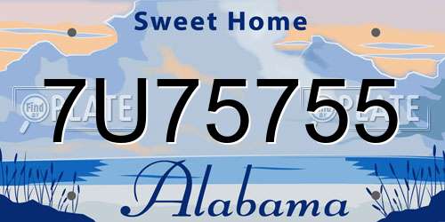 7U75755 Alabama License Plate