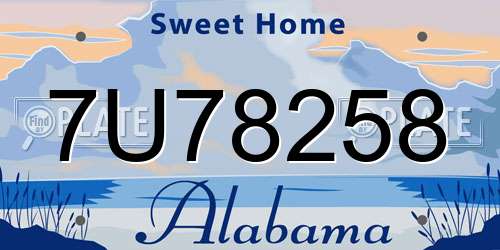 7U78258 Alabama License Plate