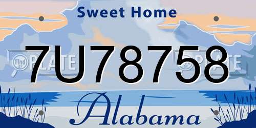 7U78758 Alabama License Plate