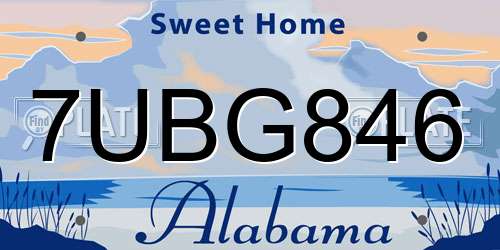 7UBG846 Alabama License Plate
