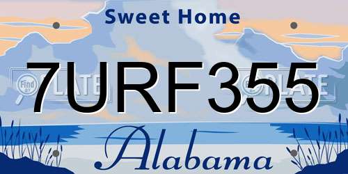 7URF355 Alabama License Plate