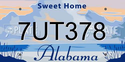7UT378 Alabama License Plate