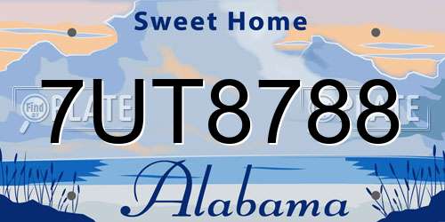 7UT8788 Alabama License Plate