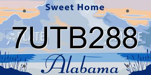 7UTB288 Alabama License Plate