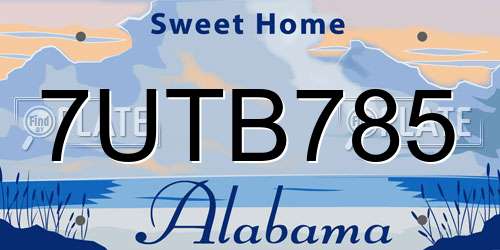 7UTB785 Alabama License Plate