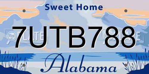 7UTB788 Alabama License Plate
