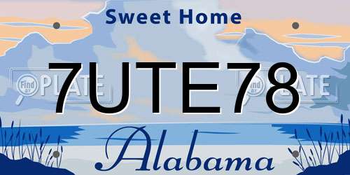 7UTE78 Alabama License Plate