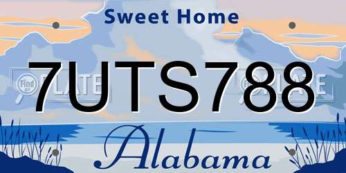 7UTS788 Alabama License Plate