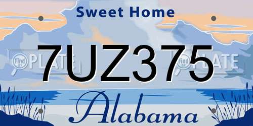 7UZ375 Alabama License Plate