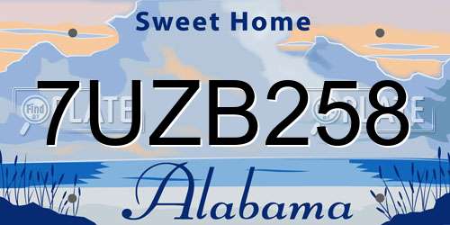 7UZB258 Alabama License Plate