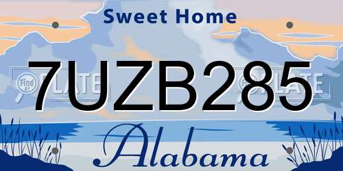 7UZB285 Alabama License Plate