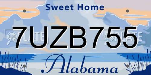 7UZB755 Alabama License Plate