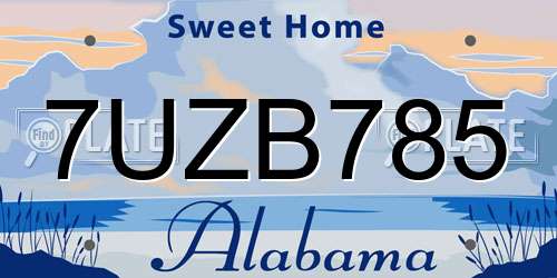 7UZB785 Alabama License Plate