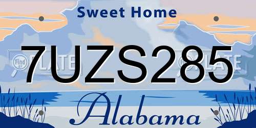 7UZS285 Alabama License Plate